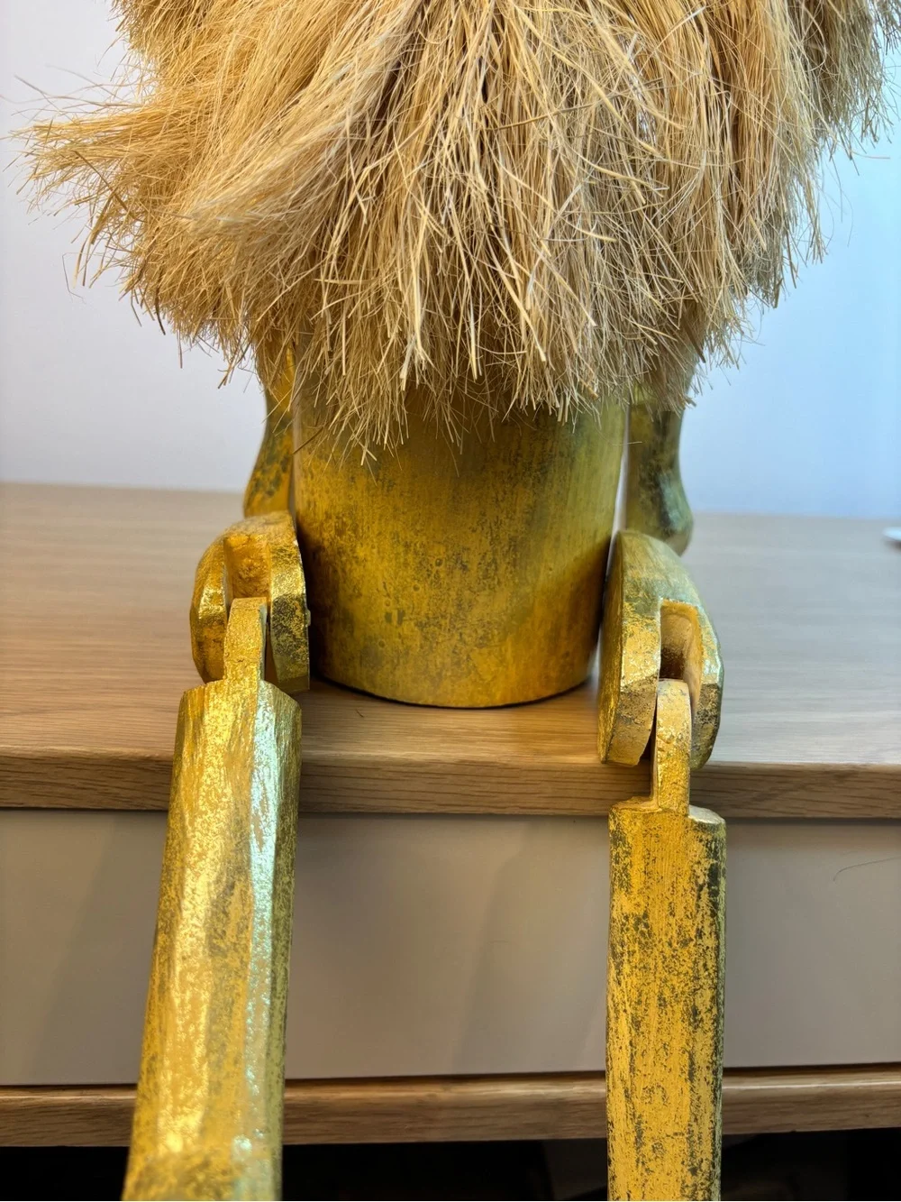 Vintage Pier 1 Imports Jointed Wooden Lion Shelf Sitter